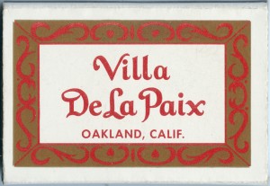 Villa De La Paix Jack London Square Oakland California match box 